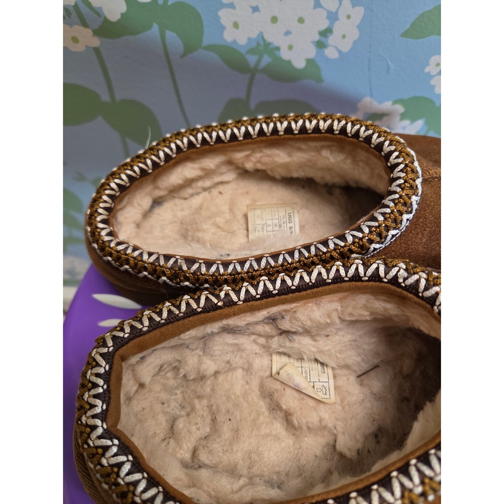 UGG Tasman Chestnut Suede Embroidered Braid Slippers 5955 Brown Womens 7 - Picture 5 of 9